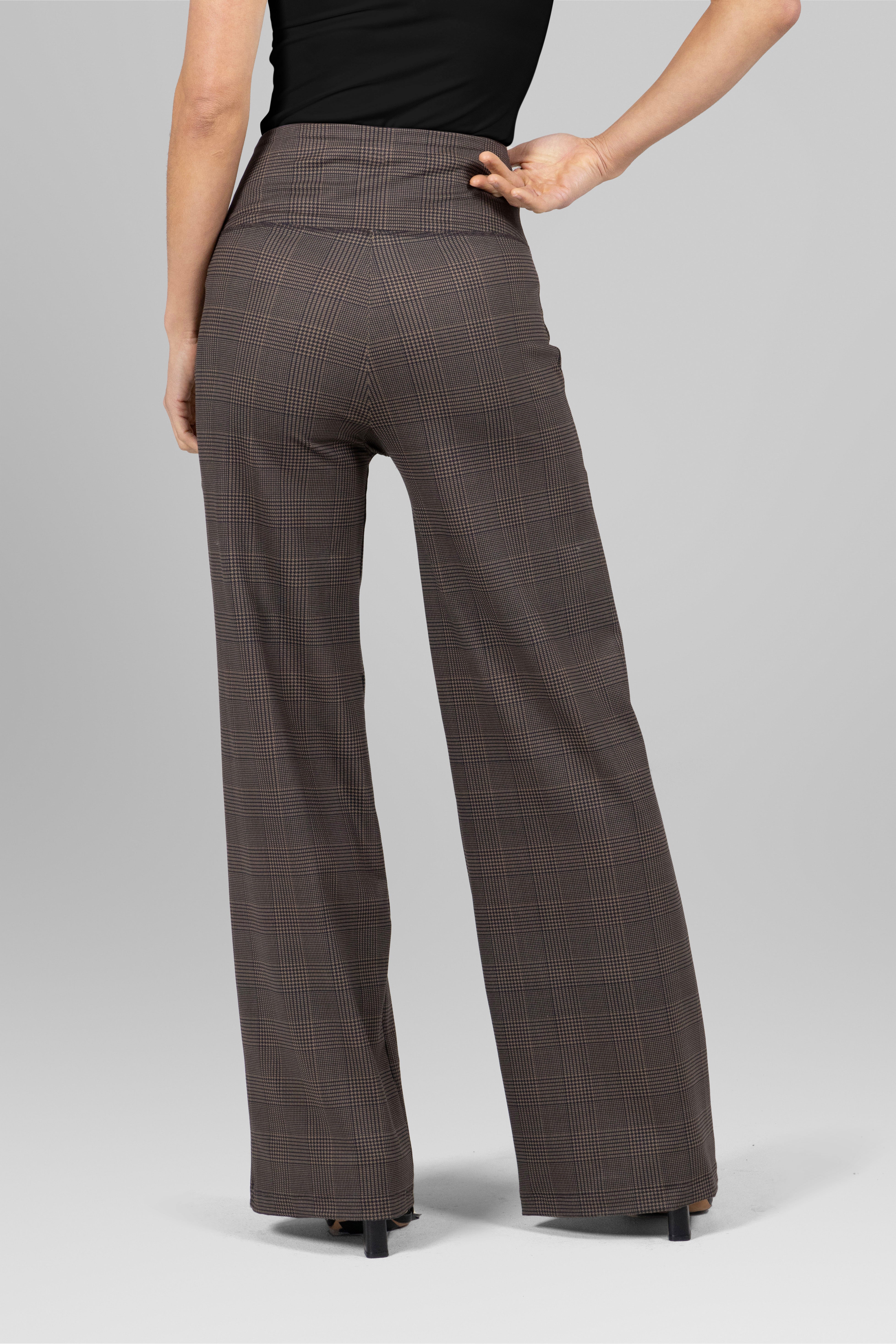 HIGH WAIST WIDE LEG PANT: PRINCE OF WALES PLAID