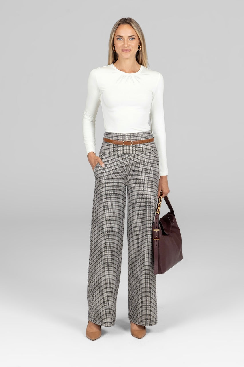 HIGH WAIST WIDE LEG PANT: TATTERSALL