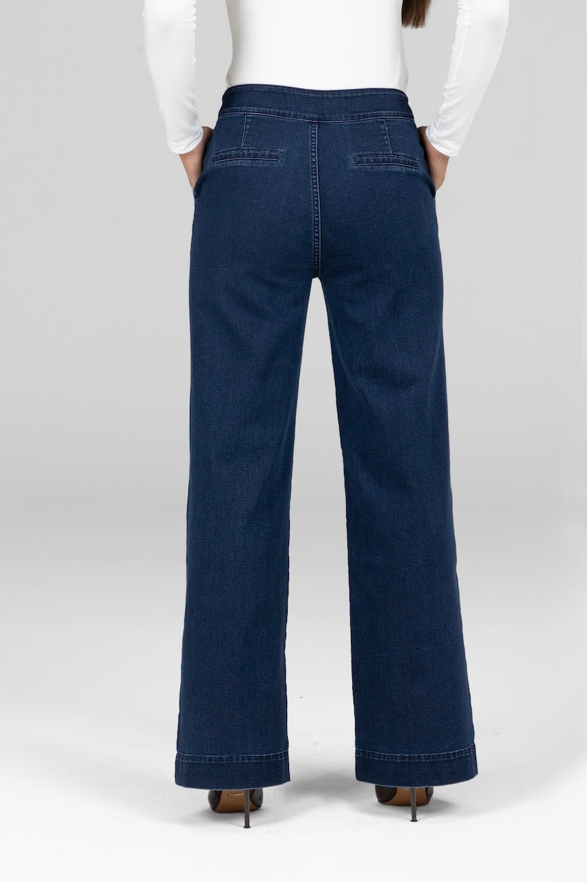 VERONICA STRETCH DENIM TROUSER: DARK WASH