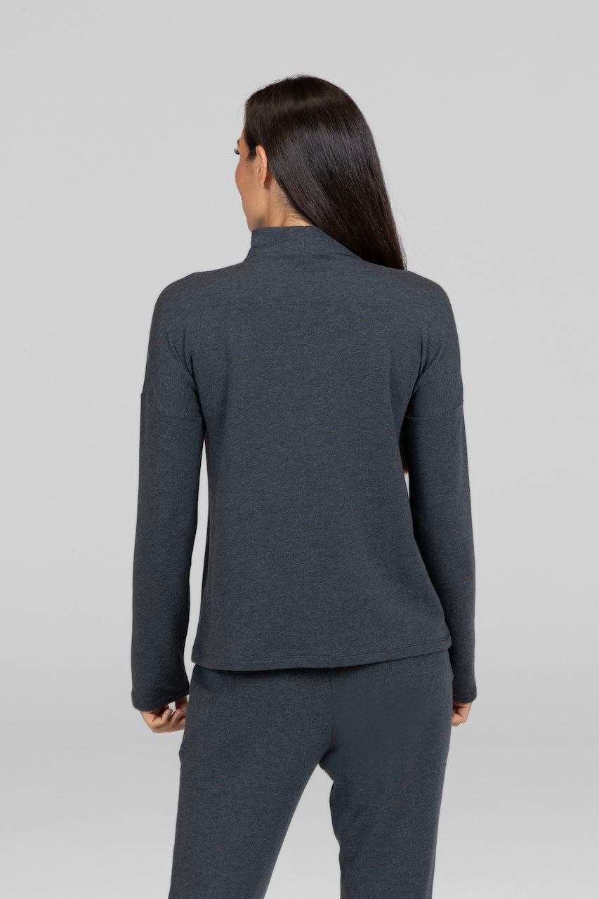 COZY TERRY PULL-OVER: CHARCOAL HEATHER