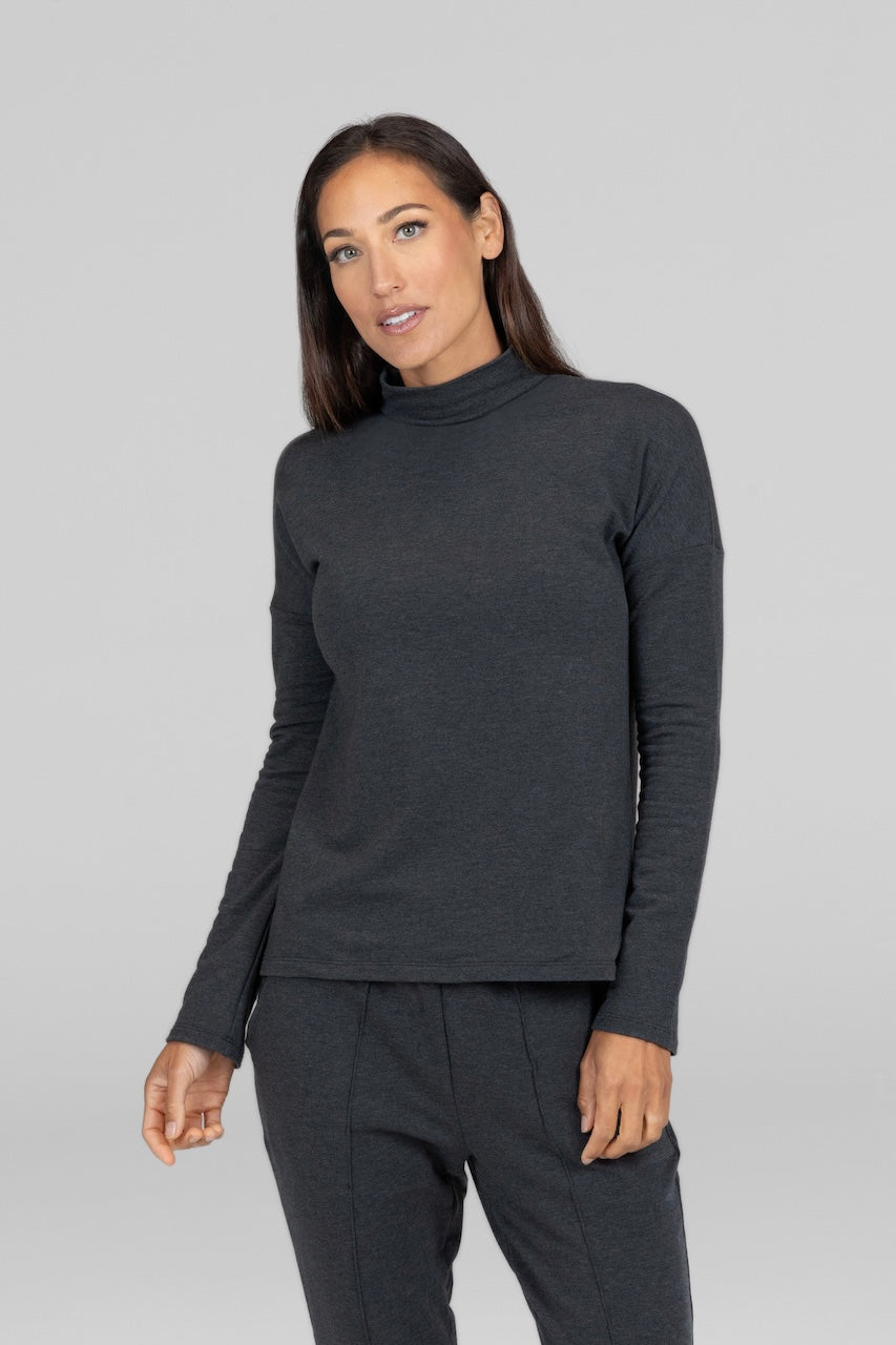 COZY TERRY PULL-OVER: CHARCOAL HEATHER