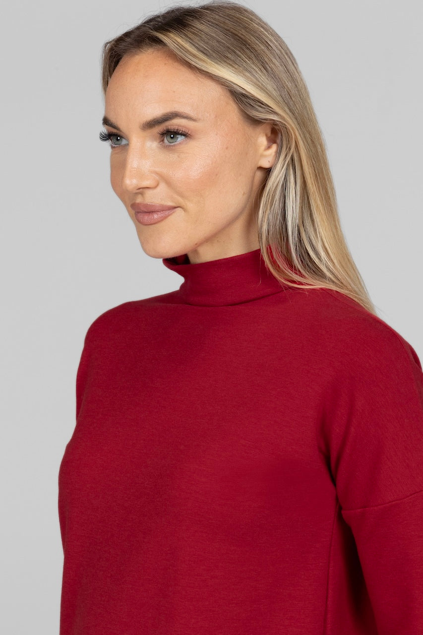 COZY TERRY PULL-OVER: RED