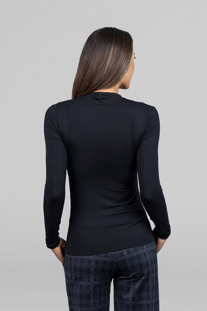 LUXE DRAPED LONG SLEEVE: BLACK