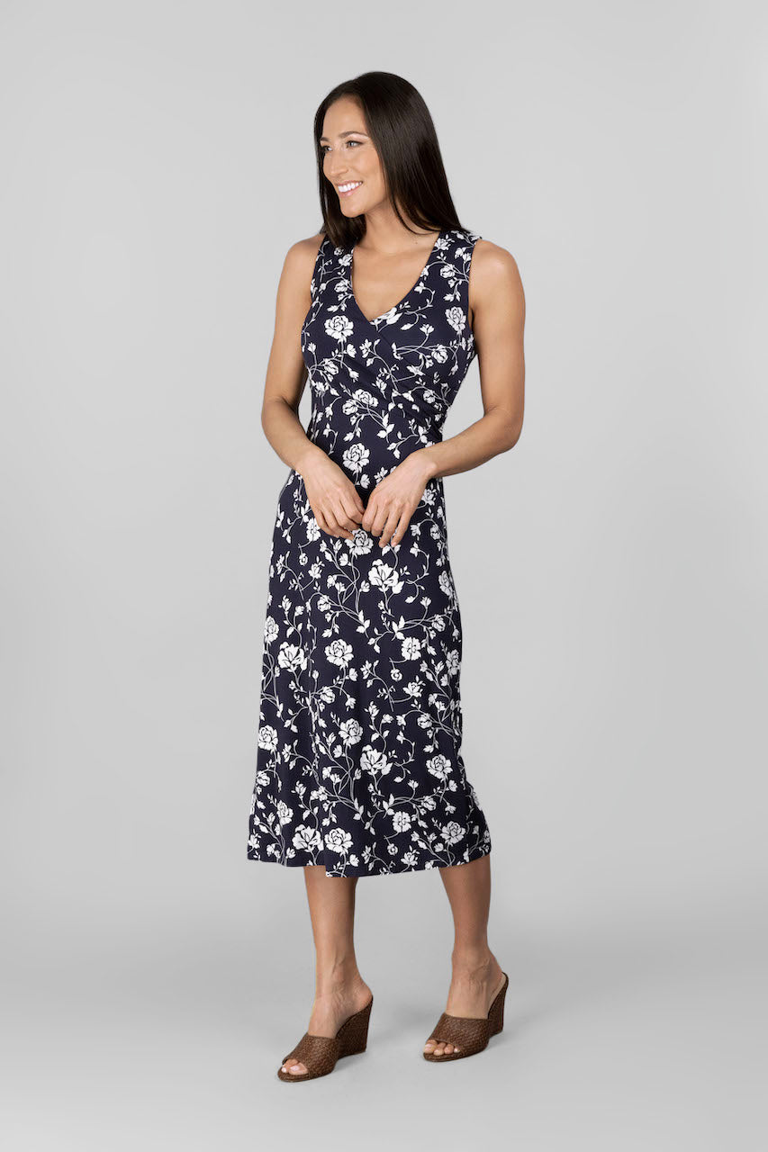 wrap dress - navy bloom