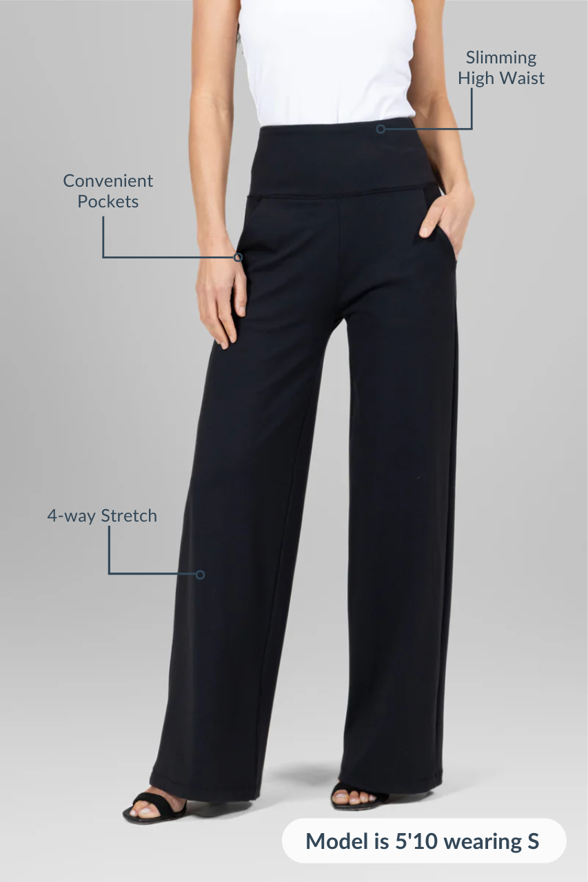 HIGH WAIST WIDE LEG PANT: BLACK