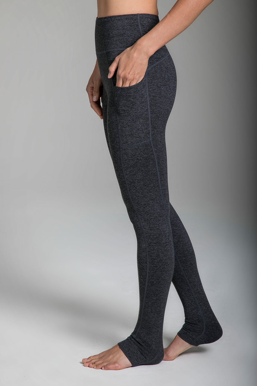 Heather Grey Yoga Leggings with Side Pockets side view