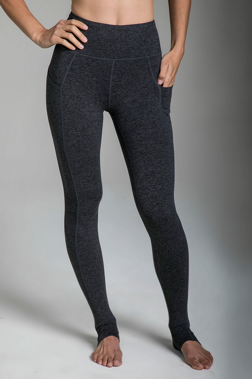 Full- Length Pocket Yoga Tights in Charcoal Heather