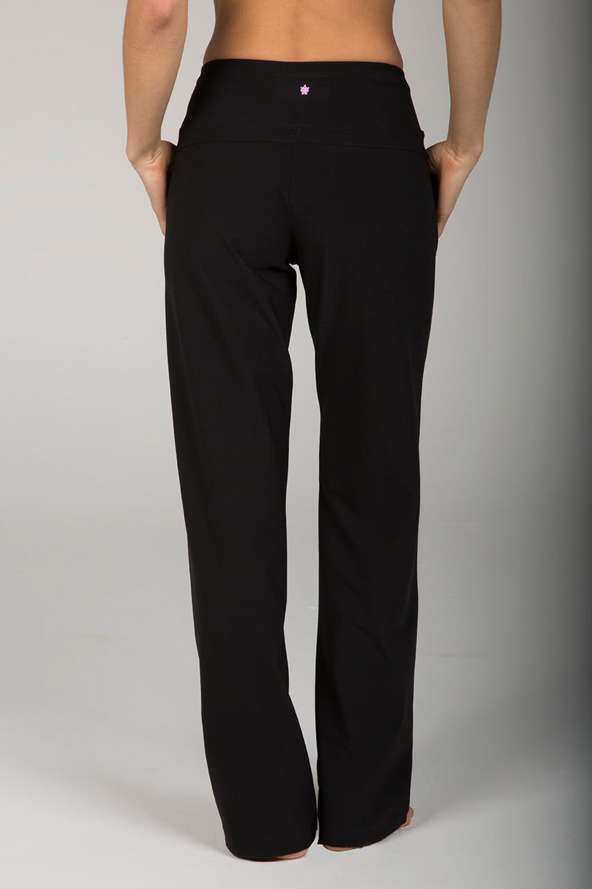 High Waist Black Yoga Dress Pant back view