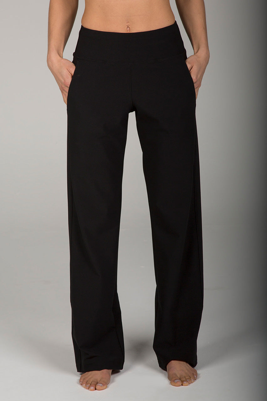 Bootcut Black Yoga Pant with Pockets front view