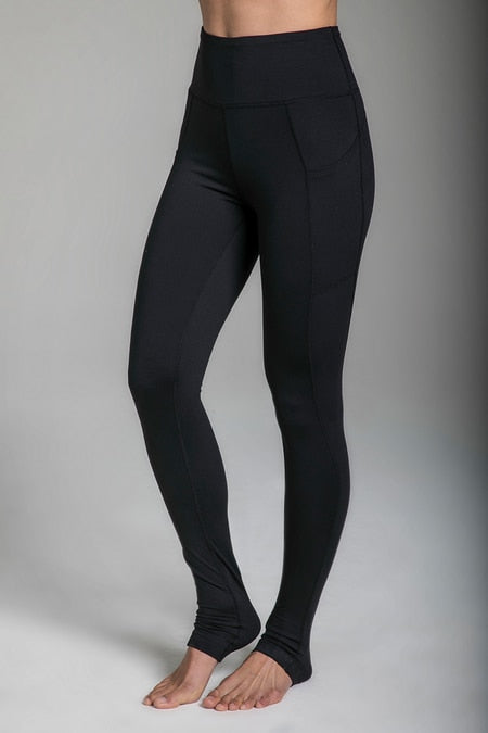 High-Waist Full-Length Pocket Yoga Tights in Black 