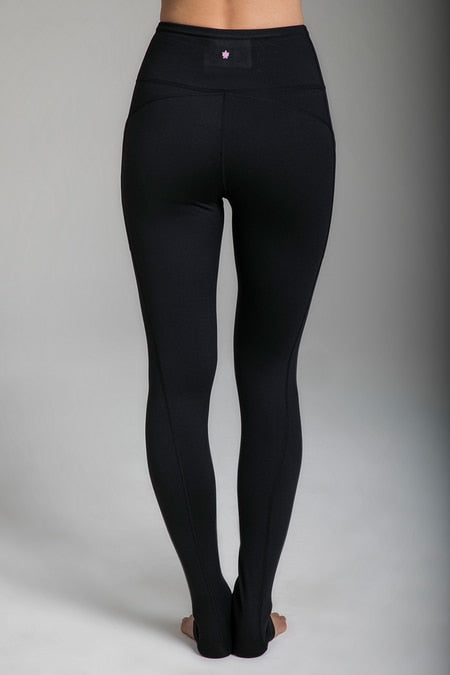 Long High Waist Yoga Tights in Black back view