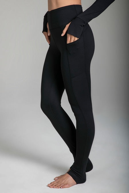 High Rise Black Yoga Leggings with Side Pockets